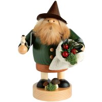 KWO Räuchermann Weihnachtsmann mit Schlitten dem Original Erzgebirge Holzkunst - - 100% aus