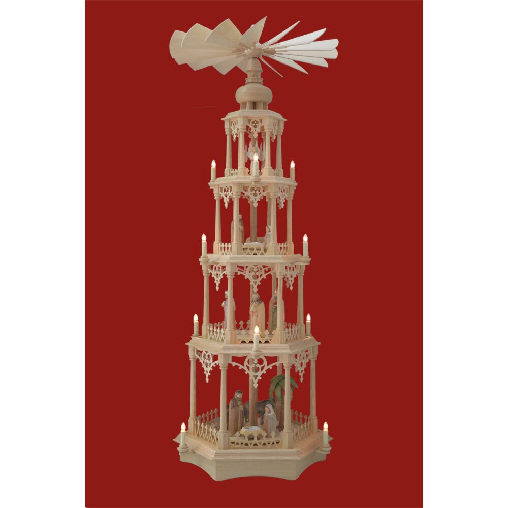 Seidel column pyramid gothic with colored manger figures