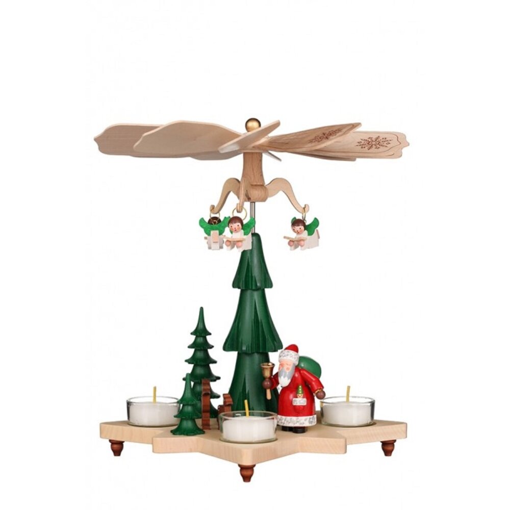 Christian Ulbricht - Weihnachtsmann Teelichtpyramide dem 100% Holzkunst - Original Erzgebirge aus